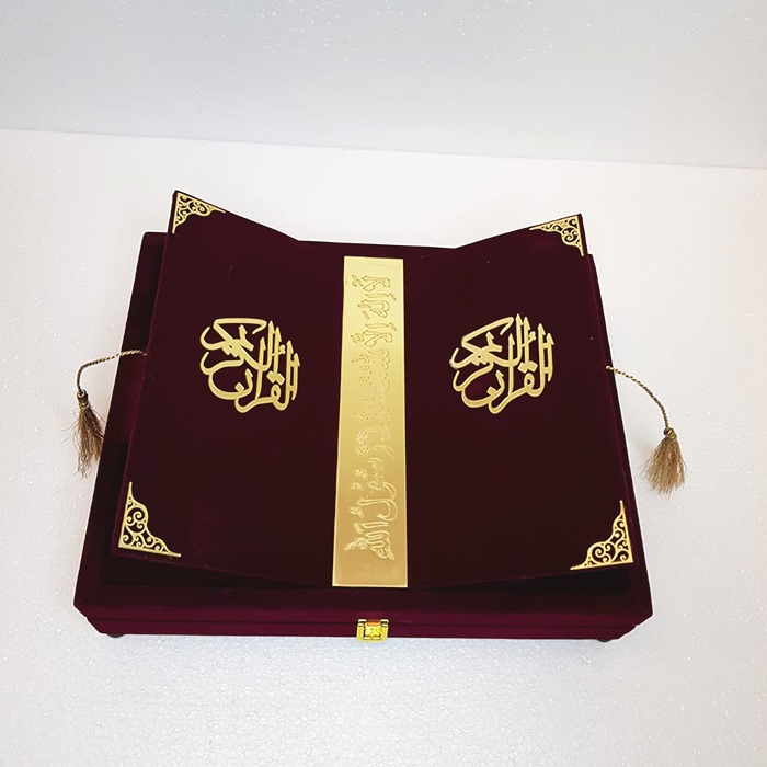 Mehroon velvet Quran box fancy